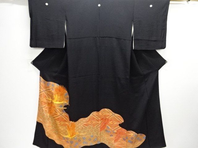 群鶴・霞に花古典柄模様刺繍留袖(比翼付き)